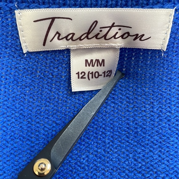 Vintage Royal Blue Knit Cardigan by TRADITION NWT floral embroidery - Picture 12 of 16